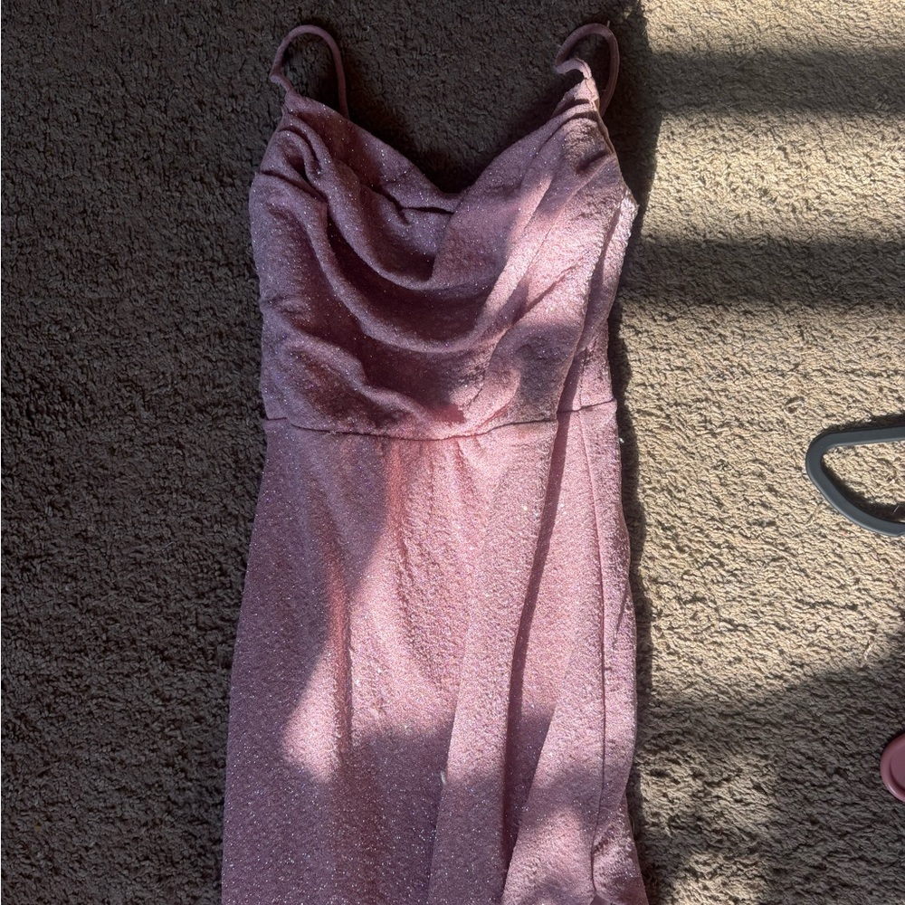 Windsor Shimmering Pink Prom Dress with Slit